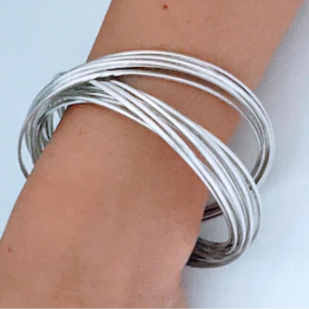 Silpada 925 Sterling Silver Salute 21 Interlocking Muti Strand Bangle Bracelet